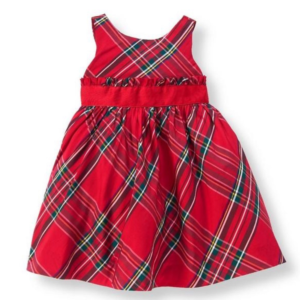 Janie & Jack-Beautiful Holiday Plaid Silk Dress/Baby Girls Dress Size 3-6 Month